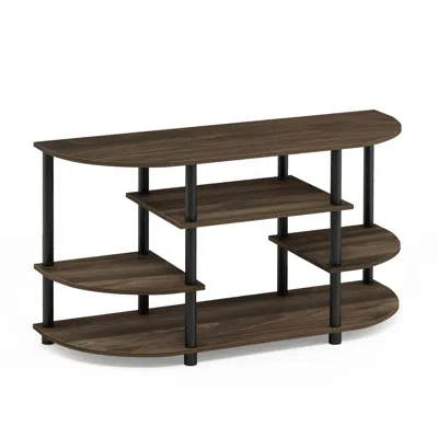 Furinno Jaya 15116 Simple Design Corner Tv Stand, Columbia Walnut/black In Brown