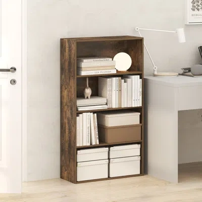 Furinno Jaya Book Shelf, 4-tier Book Shelf, Bookcase With Open Shelving, Standing Bookshelf, 9.5 X 23.6 X 41 In Brown