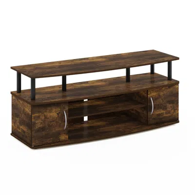FURINNO JAYA LARGE ENTERTAINMENT CENTER HOLD UP TO 55-IN TV, AMBER PINE/BLACK