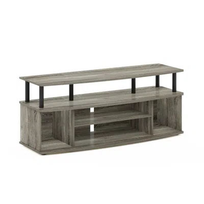 Furinno Jaya Large Entertainment Center Hold Up To 55-in Tv, French Oak/black In Gray