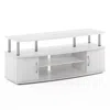Furinno Jaya Large Entertainment Center Hold Up To 55-in Tv, White Oak, Stainless Steel Tubes