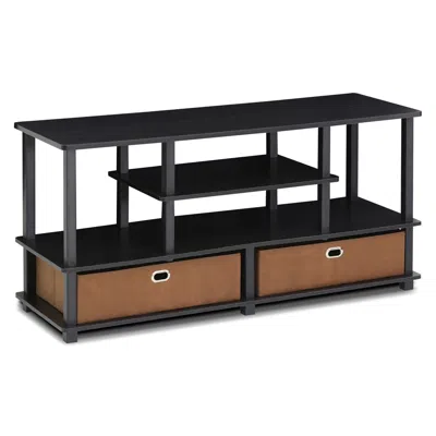 Furinno Jaya Large Tv Stand For Up To 50-inch Tv With Storage Bin, In Blue
