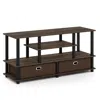 Furinno Jaya Large Tv Stand For Up To 50-inch Tv With Storage Bin, Columbia Walnut/black/dark Brown