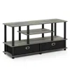 Furinno Jaya Large Tv Stand For Up To 50-inch Tv With Storage Bin, French Oak Grey/black