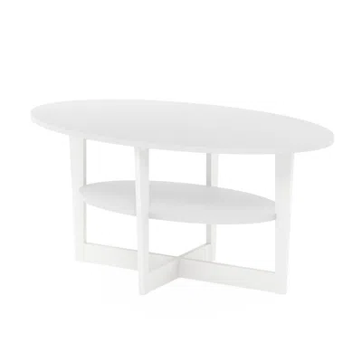 Furinno Jaya Oval Coffee Table, White