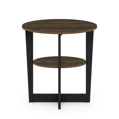 Furinno Jaya Oval End Table, Columbia Walnut/black In Brown