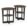 Furinno Jaya Oval End Table, Set Of Two, Columbia Walnut/black