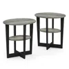 Furinno Jaya Oval End Table, Set Of Two, French Oak Grey/black