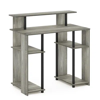 Furinno Jaya Simple Design Computer Writing Desk, French Oak Grey/black