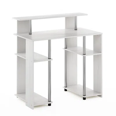Furinno Jaya Simple Design Computer Writing Desk, White Oak, Stainless Steel Tubes