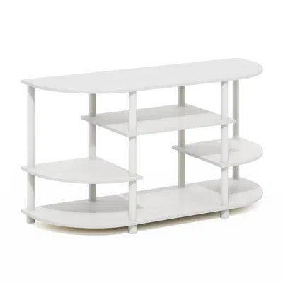 Furinno Jaya Simple Design Corner Tv Stand, White/white