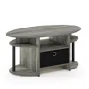 Furinno Jaya Simple Design Oval Coffee Table, French Oak Grey/black/black