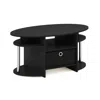 Furinno Jaya Simple Design Oval Coffee Table With Bin, Americano, Stainless Steel Tubes