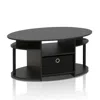 Furinno Jaya Simple Design Oval Coffee Table With Bin, Walnut,