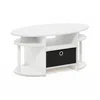 Furinno Jaya Simple Design Oval Coffee Table With Bin, White/white/black