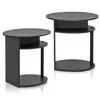 Furinno Jaya Simple Design Oval End Table Set Of 2, Walnut, 2-15080wnbk