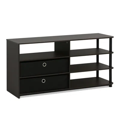 Furinno Jaya Simple Design Tv Stand For Up To 50-inch With Bins, Walnut, In Brown