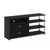 Furinno Jaya Simple Design Tv Stand For Up To 55-inch With Bins, Americano, Stainless Steel Tubes