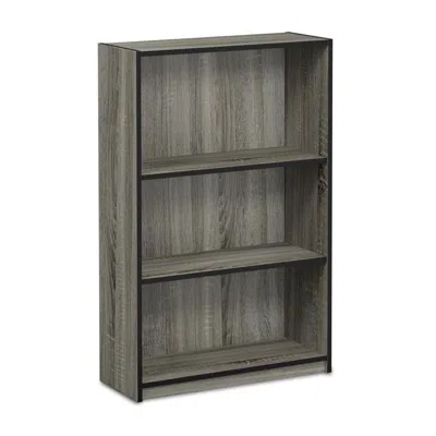 Furinno Jaya Simple Home 3-tier Adjustable Shelf Bookcase, French Oak Grey, 14151r1gyw In Gray