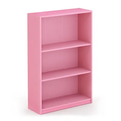 Furinno Jaya Simple Home 3-tier Adjustable Shelf Bookcase, Pink, 14151r1pi