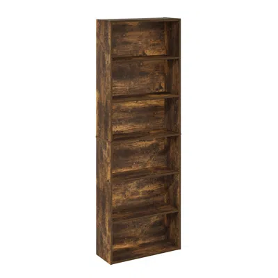 Furinno Jaya Simply Home Free Standing 6-tier Open Storage Bookcase, Amber Pine In Brown