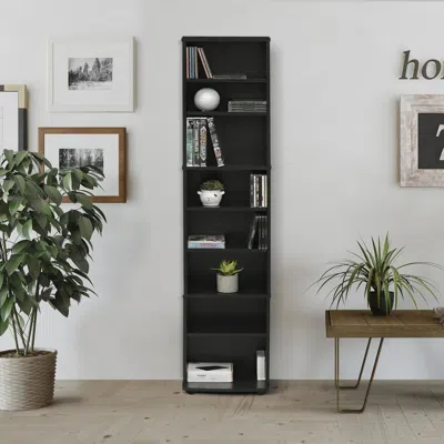 Furinno Jaya Space Saving Multimedia Storage Tower, Espresso 17057ex In Black