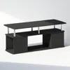 Furinno Jaya Utility Design Coffee Table, Americano, Stainless Steel Tubes In Black