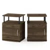 Furinno Jaya Utility Design End Table, 2-pack, Columbia Walnut/black