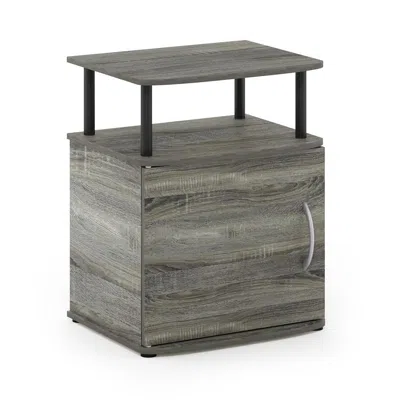 Furinno Jaya Utility Design End Table, French Oak Grey/black In Gray