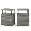 Furinno Jaya Utility Design End Table, Set Of Two, French Oak Grey/black