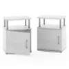 Furinno Jaya Utility Design End Table, White Oak, Stainless Steel Tubes