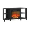 Furinno Jensen Corner Fireplce Tv Stand With Metal Leg For Tv Up To 55 Inches, Americano