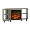 Furinno Jensen Corner Fireplce Tv Stand With Metal Leg For Tv Up To 55 Inches, French Oak Grey In Gray