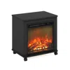 Furinno Jensen Electric Fireplace End Table With Wheels, Americano