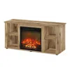 Furinno Jensen Entertainment Center Tv Stand With Fireplace, Flagstaff Oak