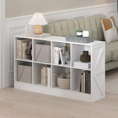 Furinno Jensen Farmhouse 8-cube Display Bookcase, Bookshelf, In White