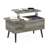 Furinno Jensen Lift Top Coffee Table With Wooden Leg, French Oak Grey In Gray