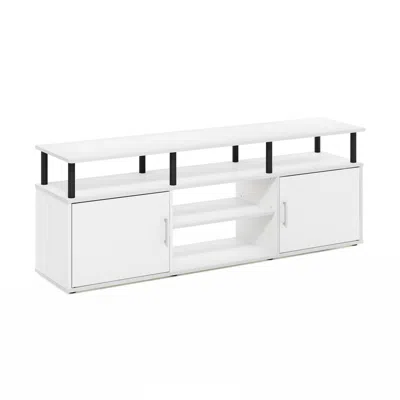 Furinno Jensen Tv Stand For Tv Up To 70 Inch, Solid White/black