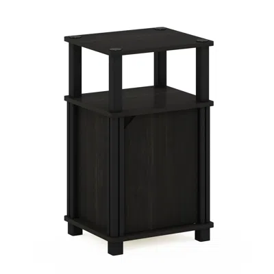 Furinno Just 3-tier End Table With Door, Espresso/black