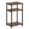 Furinno Just 3-tier Industrial Metal Frame End Table With Storage Shelves, 1-pack, Amber Pine