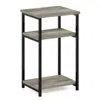 Furinno Just 3-tier Industrial Metal Frame End Table With Storage Shelves, 1-pack, French Oak