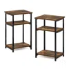 Furinno Just 3-tier Industrial Metal Frame End Table With Storage Shelves, 2-pack, Amber Pine