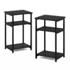 Furinno Just 3-tier Industrial Metal Frame End Table With Storage Shelves, 2-pack, Espresso