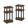 Furinno Just 3-tier Turn-n-tube Curve End Table, Side Table, 2-pack, Amber Pine/black