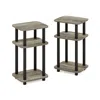 Furinno Just 3-tier Turn-n-tube Curve End Table, Side Table, 2-pack, French Oak/black