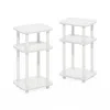 Furinno Just 3-tier Turn-n-tube Curve End Table, Side Table, 2-pack, White/white