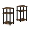 Furinno Just 3-tier Turn-n-tube End Table, 2-pack, Amber Pine/black