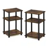 Furinno Just 3-tier Turn-n-tube End Table, 2-pack, Amber Pine/black