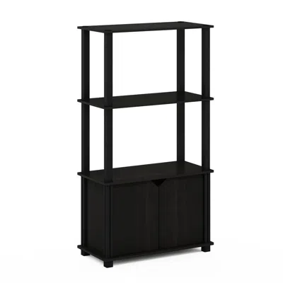 Furinno Just 3-tier Turn-n-tube End Table, 2-pack, Americano/chrome In Black