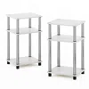 Furinno Just 3-tier Turn-n-tube End Table, 2-pack, White Oak/chrome
